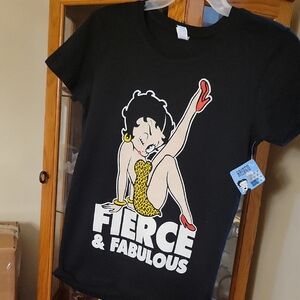 Fierce & Fabulous Betty Boop Black Kids T-Shirt